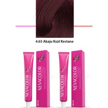 ModaSize 2 Li Set Premium 4.65 Akaju Kızıl Kestane - Kalıcı Krem Saç Boyası 2 x 50 G Tüp