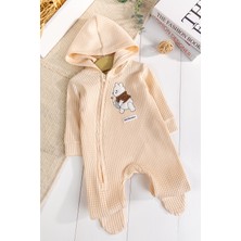 Babymod Kapişonlu Ayıcık Desenli 100% Pamuk Erkek Bebek Tulum