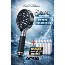 Aqua Sara 6 Fonksiyonlu Filtreli Duş Başlığı (10ADET Yedek Filtre)| Su Arıtmalı, Klor ve Kireç Önleyici, Yüksek Basınçlı