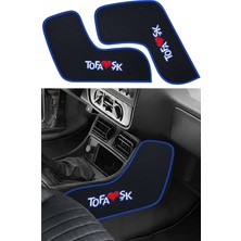 Tusba Market Tofaş Şahin Doğan Kartal Uyumlu Mavi Kenarlı Torpido Vites Orta Konsol Yan Koruma Halısı - Nakışlı Tasarım
