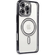 Genel Tedarik iPhone 16 Pro Kılıf Joke Simli Magneticsafe Kılıf - SIYAH-(5796) - EMTHBA8938-4951
