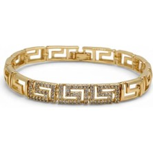 Lunel Accessory Altın Kaplama Zirkon Taşlı Geometrik Desen Bileklik – Şık ve Güçlü Tasarım