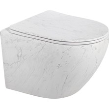 Lena - Asma Klozet Mermer Desenli Mat Beyaz Kapak Dahil Outlet - ET-W1200M8-