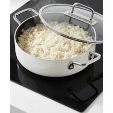 Taç Sera Feel Yanmaz Yapışma Seramik Basık Tencere 26 Cm/beyaz