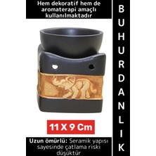 Wintoup Dekoratif Hediye Aromaterapi Meditasyon Tütsülük Şık Seramik Fil Tasarımlı Buhurdanlık 11 x 9 cm