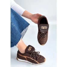 Trivogue Dissa Kahverengi Cilt Bağcıklı Paraşüt Detaylı Spor Ayakkabı