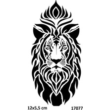 Airbrush Tattoo Lotus Aslan Modeli Yapışkanlı Stencil Süsleme ve Boyama Kalıbı