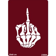 Airbrush Tattoo Orta Parmak Iskelet Yapışkanlı Stencil Süsleme ve Boyama Kalıbı Şablon