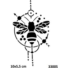 Airbrush Tattoo Arı ve Pusula Stencil Süsleme ve Boyama Kalıbı