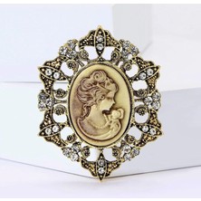 Rachel Silver Vintage Antik Lady Cameo Kraliçe Broş