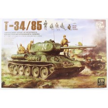 Border BT-027 1/35 Ölçek, T-34/85 Tankı, 112 Plant, Metal Namlu ve 5 Resin Figürlü, Plastik Model Kiti