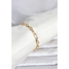 Pazarcan cm 14K Gold Renk Kalın Zincir Model Kadın Bileklik