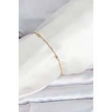 Pazarcan cm 14K Gold Renk Burgu Topçuk Model Kadın Bileklik