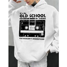 Eski Okul Tarzı Baskılı Erkek Kapüşonlu Sweatshirt Sonbahar Hip Hop Kapüşonlu Günlük Polar Sp