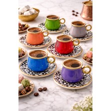 Glazze Deren 6 Renk Kahve Takımı 12 Parça