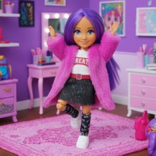 Efe Avm Ankiki Moda Ikonu Bebek Figür 13 cm  - Mor Saçlı "great" Stil (Etekli Kombin) (Lisinya)