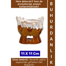 Wintoup Dekoratif Hediye Aromaterapi Meditasyon Tütsülük Çok Şık Seramik El Tasarımlı Buhurdanlık 11 x 11 cm