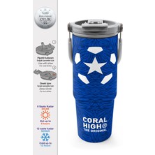 Coral High Lacivert Saks Futbol Desenli Pipetli ve Direkt Içim Çelik Termos 900 ml 38721
