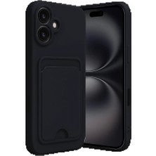 Genel Tedarik iPhone 16 Kılıf Kelvin Kartvizitli Silikon - SIYAH-(5796) - EMTHBA1390-9307