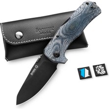 Lionsteel Tm1 Special Edition - Bladehq - Blue Canvas - Black Blade Deri Kılıflı Çakı