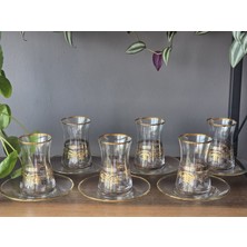 Konyax Sultan Mix Gerçek Altın Işlemeli El Işçiliği Çay Seti 6 Kişilik