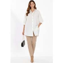 Cemo Uzun Kollu Düğmeli Dökümlü Tunik Gömlek