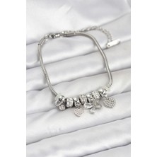 Efe Avm Kelebek Charmlı Gümüş Renk Kadın Bileklik - Lisinya