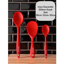 Seraph Isıya Dayanıklı Yanmaz Yapışmaz Silikon Uzun Kısa Derin Kaşık 28 Cm-20 Cm/kısa Kaşık 22 cm