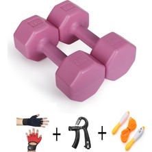 Besinistanbul PSSPOR 2 x 3 Pembe Renk Dambıl Set + Ayarlanabilir El Yayı + Atlama Ipi + Body Eldiveni