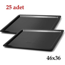 abnturk 25 Adet Kırılmaz Servis Tepsisi 47X36CM Kaydırmaz Iç Yüzeyi Pütürlü Fastfood Cafe Restaurant Tepsisi