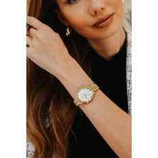 Ferro Sarı Çelik Kordon Kadın Kol Saati FL21632AWT-B 3ATM Su Geçirmez 2 Yıl Garantili Hediyepaket