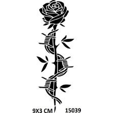 Airbrush Tattoo Dikenli Gül Stencil Süsleme ve Boyama Kalıbı