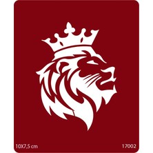 Airbrush Tattoo Taçlı Kral Aslan Yapışkanlı Stencil Süsleme ve Boyama Kalıbı Şablon