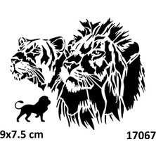 Airbrush Tattoo Aslan Ailesi Yapışkanlı Stencil Süsleme ve Boyama Kalıbı