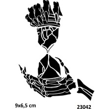 Airbrush Tattoo Kum Saati Kuru Kafa Yapışkanlı Stencil Süsleme ve Boyama Kalıbı