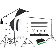 AZT Ürün Reklam Stüdyo Fotograf 50X70CM Softbox 195W Sürekli Işık 2X3MT Beyaz Yeşil Siyah Perde Stand