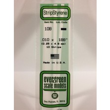 Evergreen 108 0,25*4,80*355 mm Köşeli Çubuk-10 Adet -Beyaz