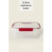 Ucco Kilitli Sızdırmaz Saklama Kabı – 3 Litre Contalı Gıda Kabı, Mikrodalga ve Bulaşık Makinesi Uyumlu