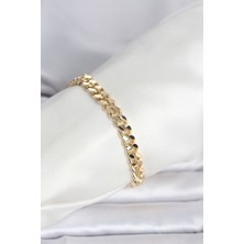 Pazarcan cm 14K Gold Renk Ezme Kalın Zincir Model Kadın Bileklik