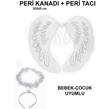 Katre46 Beyaz Dantel Tüllü Peri Kanadı ve Peri Tacı Seti 45X40 cm