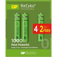 Gp Recyko 1000 Mah Aaa Şarj Edilebilir Ince Kalem Pil 4+2 Paket