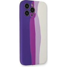 Olinea Newface Iphone 13 Kılıf Ebruli Lansman Silikon - Mor-Beyaz