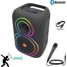 Vorex Platon 8 Inç Bluetooth Hoparlör 25W | Rgb Işıklı | USB Flash Müzik | Mikrofonlu Karaoke | PL-4363