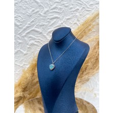 Livora Jewelry 925 Ayar Gümüş Aquamarin Taşlı Kalpli Kadın Kolye – Pırlanta Montür Özel Tasarım