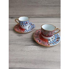 Konyax Nora 2 Kişilik Çift Desenli Kahve Fincanı Seti