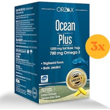 Ocean Plus Omega 3 Balık Yağı 1200 mg 50 Kapsül - 3 Adet (150 Kapsül) - Dezenfektan Hediyeli (%72 Alkol)