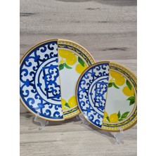 Konyax Pasta ve Servis Tabağı Set 6 Kişilik 12 Parça Lemone