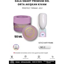 Gala Smart  Orta Akışkan Kıvamlı Gala Protez Tırnak Jeli No:02 Sütlü Hafif Pembe - 50 ml