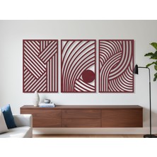 3 Parça Modern Geometrik Ahşap Duvar Tablosu Seti – Dekoratif Mdf Tablo