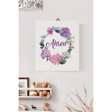 Lilabio Isme Özel Çocuk Odası Kanvas Tablo Çiçek (17X21 Cm)
